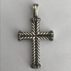 David Yurman Silver Black Diamond Cross